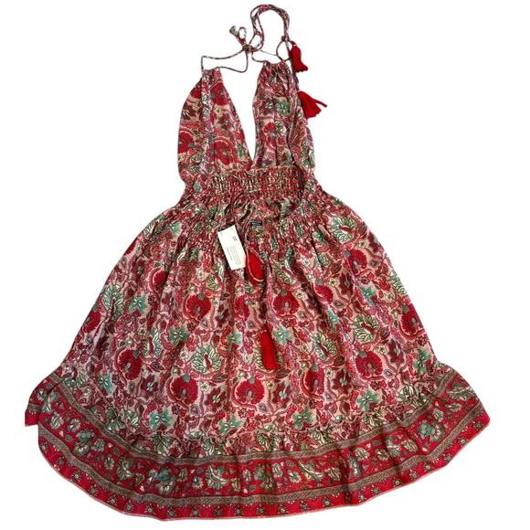 ZURY SILK BLEND HALTER OPEN BACK DRESS NWT ONE SIZE - Picture 5 of 8